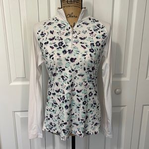 Lady Hagen White Animal Print Golf Quarter Zip Top